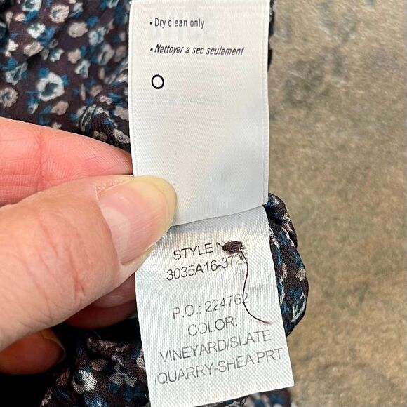 Paige Floral V-neck 100% Silk Sheer Blouse Small - Picture 12 of 12